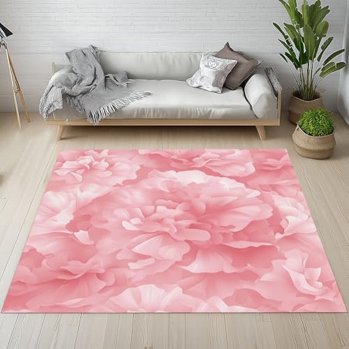 RRUxiia Rugs for Living Room Pfingstrose Blumen Teppich Wohnzimmer 120x150cm Anlage Blumenmuster Teppich Waschbarer rutschfest Weich Schlafzimmer Bettvorleger Kinderzimmer Esszimmer von RRUxiia