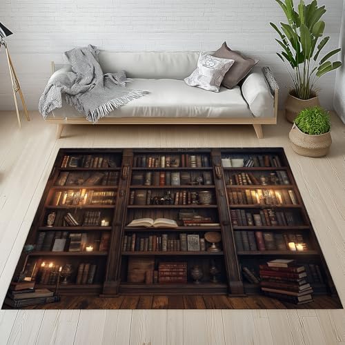 RRUxiia Rugs for Living Room Retro Bücherregal Teppich Wohnzimmer 140x200cm Buch Enthusiasten Studie Teppich Waschbarer rutschfest Bettvorleger Weich Schlafzimmer Teppisch Kinderzimmer Esszimmer RRUxiia Rugs for Living Room Retro Bücherregal Teppich Wohnzimmer 140x200cm Buch Enthusiasten Studie Teppich Waschbarer rutschfest Bettvorleger Weich Schlafzimmer Teppisch Kinderzimmer Esszimmer von RRUxiia