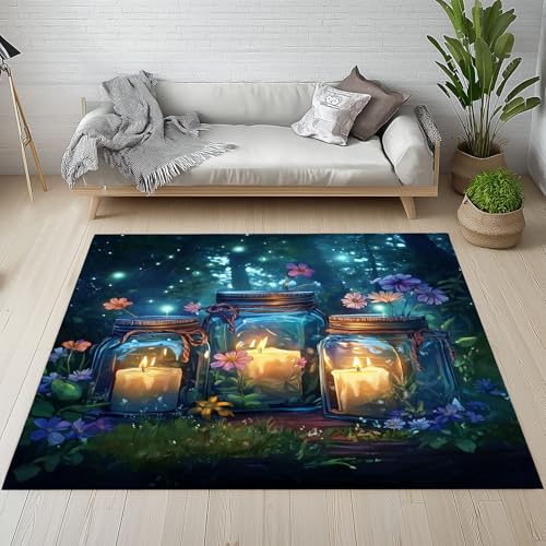RRUxiia Rugs for Living Room Vase Kerze Blumen Teppich Wohnzimmer 140x200cm Dschungel Traum Blumenmuster Teppich Waschbarer rutschfest Bettvorleger Weich Schlafzimmer Teppisch Kinderzimmer Esszimmer RRUxiia Rugs for Living Room Vase Kerze Blumen Teppich Wohnzimmer 140x200cm Dschungel Traum Blumenmuster Teppich Waschbarer rutschfest Bettvorleger Weich Schlafzimmer Teppisch Kinderzimmer Esszimmer von RRUxiia