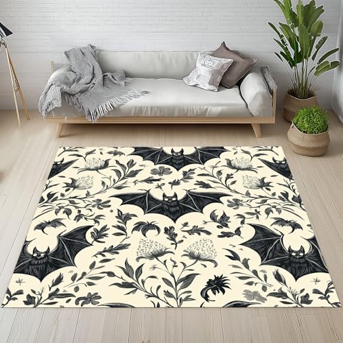 RRUxiia Teppich 80x150cm Blumen Anlage Schläger Teppich Wohnzimmer Pflanzendrucke Blatt Rugs for Living Room Waschbarer Bettvorleger rutschfest Weich Schlafzimmer Kinderzimmer Esszimmer von RRUxiia