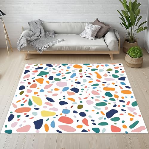 RRUxiia Teppich 80x150cm Farbe Polygon Teppich Wohnzimmer Einfachheit Patchwork Muster Rugs for Living Room Waschbarer Bettvorleger rutschfest Weich Schlafzimmer Kinderzimmer Esszimmer von RRUxiia
