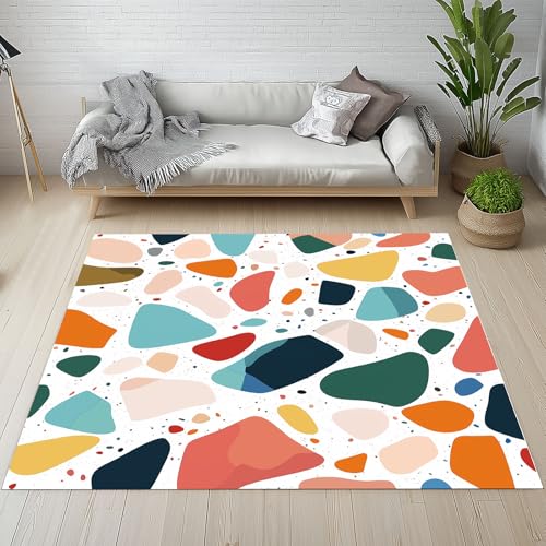RRUxiia Teppich Farbe Polygon Teppich Wohnzimmer Einfachheit Patchwork Muster Carpet 200x290cm Waschbarer rutschfest Weich Bettvorleger Schlafzimmer Kinderzimmer Esszimmer Raumdekoration von RRUxiia