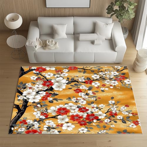 RRUxiia Teppich Schlafzimmer 150x210cm Waschbarer Ländlich Blumen Filialen Teppich Wohnzimmer Weich Anlage Blumenmuster Rugs for Living Room Bettvorleger rutschfest Kinderzimmer RRUxiia Teppich Schlafzimmer 150x210cm Waschbarer Ländlich Blumen Filialen Teppich Wohnzimmer Weich Anlage Blumenmuster Rugs for Living Room Bettvorleger rutschfest Kinderzimmer von RRUxiia