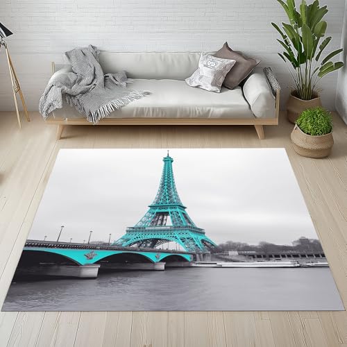 RRUxiia Teppich Schlafzimmer 150x210cm Waschbarer Urbane Architektur Blau Brücke Teppich Wohnzimmer Weich Eiffelturm Landschaft Rugs for Living Room Bettvorleger rutschfest Kinderzimmer RRUxiia Teppich Schlafzimmer 150x210cm Waschbarer Urbane Architektur Blau Brücke Teppich Wohnzimmer Weich Eiffelturm Landschaft Rugs for Living Room Bettvorleger rutschfest Kinderzimmer von RRUxiia