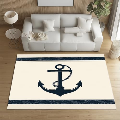 RRUxiia Teppich Schlafzimmer 240x340cm Navigation Anker Teppich Weich Wohnzimmer Blau Meer Boot Einfachheit Rugs for Living Room Waschbarer Bettvorleger rutschfest Kinderzimmer RRUxiia Teppich Schlafzimmer 240x340cm Navigation Anker Teppich Weich Wohnzimmer Blau Meer Boot Einfachheit Rugs for Living Room Waschbarer Bettvorleger rutschfest Kinderzimmer von RRUxiia