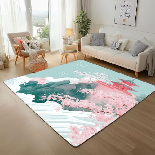 RRUxiia Teppich Schlafzimmer Waschbarer 80x150cm Japan Retro Turm Teppich Wohnzimmer rutschfest Blumen Berg Landschaft Rugs for Living Room Bettvorleger Weich Kinderzimmer RRUxiia Teppich Schlafzimmer Waschbarer 80x150cm Japan Retro Turm Teppich Wohnzimmer rutschfest Blumen Berg Landschaft Rugs for Living Room Bettvorleger Weich Kinderzimmer von RRUxiia