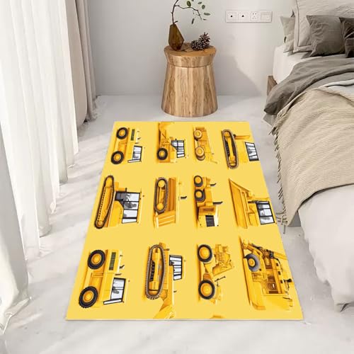 RRUxiia Teppich Schlafzimmer Waschbarer 80x150cm Karikatur Bagger Teppich Wohnzimmer rutschfest Gelb Erdladewagen Drucken Rugs for Living Room Bettvorleger Weich Kinderzimmer RRUxiia Teppich Schlafzimmer Waschbarer 80x150cm Karikatur Bagger Teppich Wohnzimmer rutschfest Gelb Erdladewagen Drucken Rugs for Living Room Bettvorleger Weich Kinderzimmer von RRUxiia