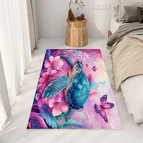 RRUxiia Teppich Schlafzimmer Waschbarer 80x150cm Niedlich Meeresschildkröten Teppich Wohnzimmer rutschfest Blumen Schmetterling Rugs for Living Room Bettvorleger Weich Kinderzimmer RRUxiia Teppich Schlafzimmer Waschbarer 80x150cm Niedlich Meeresschildkröten Teppich Wohnzimmer rutschfest Blumen Schmetterling Rugs for Living Room Bettvorleger Weich Kinderzimmer von RRUxiia
