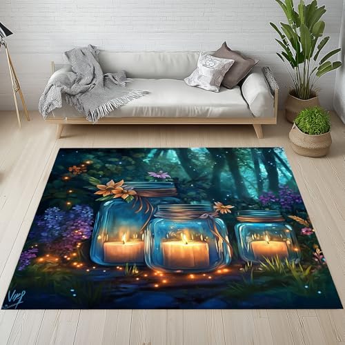 RRUxiia Teppich Vase Kerze Blumen Teppich Wohnzimmer Dschungel Traum Blumenmuster Groß Carpet 240x340cm Waschbarer Bettvorleger rutschfest Weich Schlafzimmer Raumdekoration Kinderzimmer Esszimmer RRUxiia Teppich Vase Kerze Blumen Teppich Wohnzimmer Dschungel Traum Blumenmuster Groß Carpet 240x340cm Waschbarer Bettvorleger rutschfest Weich Schlafzimmer Raumdekoration Kinderzimmer Esszimmer von RRUxiia