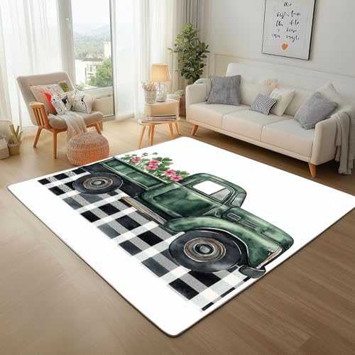 RRUxiia Teppich Wohnzimmer 120x170cm Abholen Vierblättriges Kleeblatt Schlafzimmer Teppich Weich Geometrie Patchwork Netz Carpet Waschbarer Bettvorleger rutschfest Kinderzimmer von RRUxiia