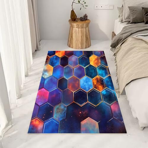 RRUxiia Teppich Wohnzimmer 120x170cm Farbe Science Sternenhimmel Schlafzimmer Teppich Weich Geometrie Hexagon Carpet Waschbarer Bettvorleger rutschfest Kinderzimmer RRUxiia Teppich Wohnzimmer 120x170cm Farbe Science Sternenhimmel Schlafzimmer Teppich Weich Geometrie Hexagon Carpet Waschbarer Bettvorleger rutschfest Kinderzimmer von RRUxiia
