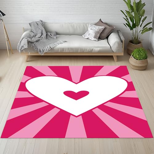 RRUxiia Teppich Wohnzimmer 120x170cm Niedlich Liebe Schlafzimmer Teppich Weich Karikatur Mädchen Geometrie Carpet Waschbarer Bettvorleger rutschfest Kinderzimmer von RRUxiia