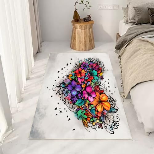 RRUxiia Teppich Wohnzimmer 160x230cm Farbe Blumen Anlage Rugs for Living Room Blumenmuster Pflanzendrucke Teppich Waschbarer rutschfest Weich Schlafzimmer Bettvorleger Kinderzimmer RRUxiia Teppich Wohnzimmer 160x230cm Farbe Blumen Anlage Rugs for Living Room Blumenmuster Pflanzendrucke Teppich Waschbarer rutschfest Weich Schlafzimmer Bettvorleger Kinderzimmer von RRUxiia
