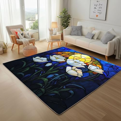 RRUxiia Teppich Wohnzimmer 200x290cm Abstrakt Blumen Anlage Schlafzimmer Teppich Weich Gotisch Pflanzendrucke Carpet Waschbarer Bettvorleger rutschfest Esszimmer RRUxiia Teppich Wohnzimmer 200x290cm Abstrakt Blumen Anlage Schlafzimmer Teppich Weich Gotisch Pflanzendrucke Carpet Waschbarer Bettvorleger rutschfest Esszimmer von RRUxiia