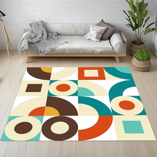RRUxiia Teppich Wohnzimmer 200x290cm Geometrie Runde Netz Schlafzimmer Teppich Weich Patchwork Plaid Carpet Waschbarer Bettvorleger rutschfest Esszimmer von RRUxiia