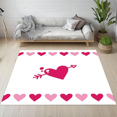 RRUxiia Teppich Wohnzimmer 200x290cm Karikatur Mädchen Geometrie Schlafzimmer Teppich Weich Niedlich Liebe Valentinstag Carpet Waschbarer Bettvorleger rutschfest Esszimmer von RRUxiia