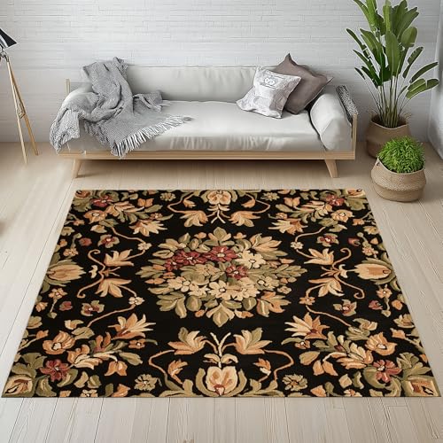 RRUxiia Teppich Wohnzimmer Blumen Anlage Ländlich Teppich 180x270cm Blumenmuster Drucken Rugs for Living Room Waschbarer rutschfest Weich Schlafzimmer Raumdekoration Kinderzimmer Esszimmer von RRUxiia