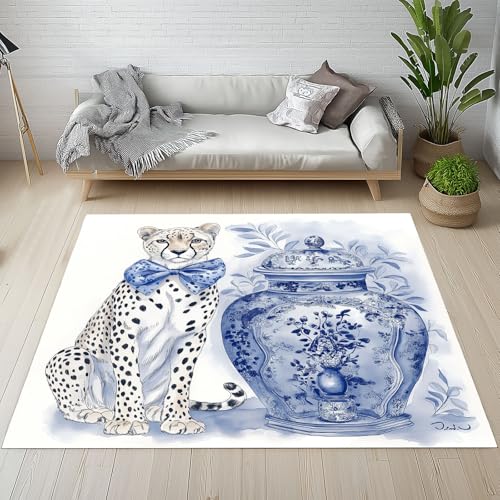 RRUxiia Teppich groß Weich Gepard Vase Bogen Teppich Wohnzimmer 180x270cm Waschbarer Blumen Anlage Tierwelt Carpet Bettvorleger rutschfest Schlafzimmer Kinderzimmer RRUxiia Teppich groß Weich Gepard Vase Bogen Teppich Wohnzimmer 180x270cm Waschbarer Blumen Anlage Tierwelt Carpet Bettvorleger rutschfest Schlafzimmer Kinderzimmer von RRUxiia