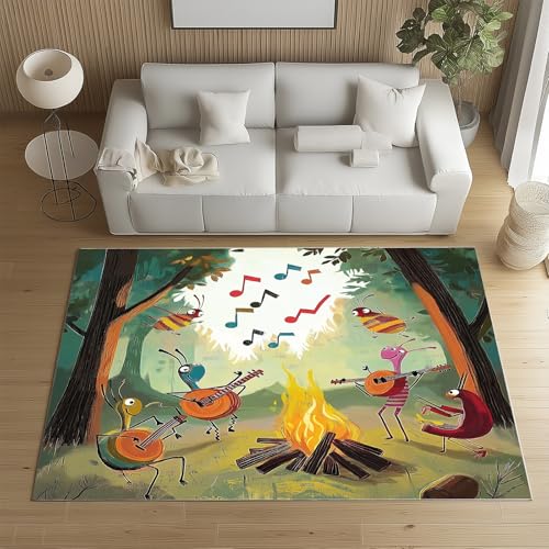 RRUxiia Teppich groß Weich Karikatur Insekten Dschungel Teppich Wohnzimmer 180x270cm Waschbarer Musik Notiz Thema Carpet Bettvorleger rutschfest Schlafzimmer Kinderzimmer RRUxiia Teppich groß Weich Karikatur Insekten Dschungel Teppich Wohnzimmer 180x270cm Waschbarer Musik Notiz Thema Carpet Bettvorleger rutschfest Schlafzimmer Kinderzimmer von RRUxiia