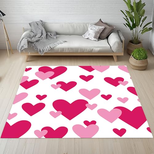 RRUxiia Teppich groß Weich Niedlich Liebe Teppich Wohnzimmer 180x270cm Waschbarer Karikatur Mädchen Geometrie Carpet Bettvorleger rutschfest Schlafzimmer Kinderzimmer von RRUxiia