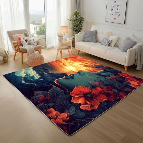 RRUxiia Teppich groß rutschfest Schönheit Blumen Mädchen Teppich Wohnzimmer 100x160cm Wellen Sonnenuntergang Carpet Waschbarer Bettvorleger Weich Schlafzimmer Kinderzimmer RRUxiia Teppich groß rutschfest Schönheit Blumen Mädchen Teppich Wohnzimmer 100x160cm Wellen Sonnenuntergang Carpet Waschbarer Bettvorleger Weich Schlafzimmer Kinderzimmer von RRUxiia