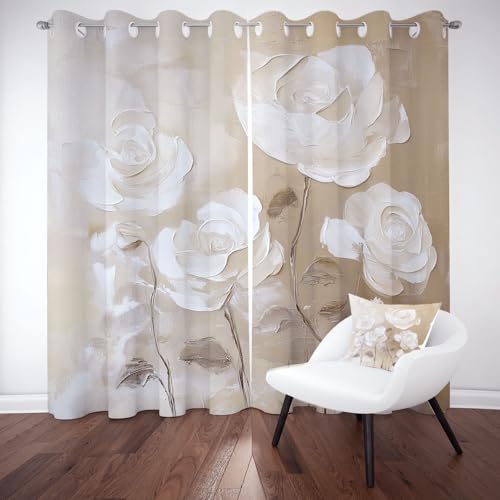 RRUxiia Vorhang 3D Blumen Thema Blickdichte VorhängeMalerei Handgezeichnet Blackout Curtains 2er Set Gardinen mit Ösen Geeignet für die Dekoration von Schlafzimmer und Wohnzimmer H260xB140cm von RRUxiia
