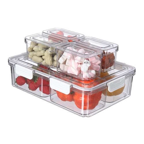 RRXIMHTT Mittelgroße Kühlschrank-Organizer, stabile Aufbewahrungsbehälter, 9-teiliges Kühlschrank-Set mit transparentem, versiegeltem Deckel, Lebensmittelkonservierungsbox für Obst transparent von RRXIMHTT