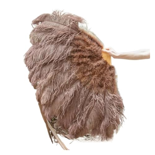 Federn Fächer 1/2 STK Bunter Federfächer plus Federfächer 13 Knochen Faltbarer Fächer Bühnenauftritt Zubehör(Coffee,100CM 1PCS) von RRYPBOVG