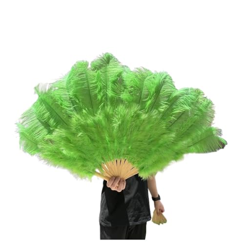 Federn Fächer 130CM/100CM Weißer großer Federfächer Flauschiger 13 Knochen Handheld for Karneval Tanz Bühnenauftritt & DIY Handwerk(10 green,Small fan 1Pair(two)) von RRYPBOVG