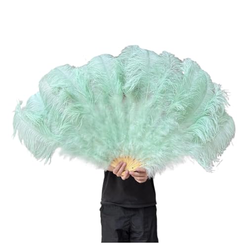 Federn Fächer 130CM/100CM Weißer großer Federfächer Flauschiger 13 Knochen Handheld for Karneval Tanz Bühnenauftritt & DIY Handwerk(33 Mint Green,Big Fan 1Pair(two)) von RRYPBOVG