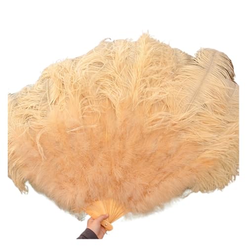 Federn Fächer 2 STÜCKE Natürliche Handfederfächer for Bühnenauftritte Tänzer Show Party Bühne Karneval Requisiten Federn Handfächer(Champagne,130CM A Pair (2pcs)) von RRYPBOVG