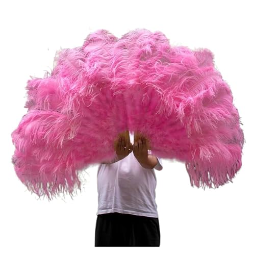 Federn Fächer 2 STÜCKE Natürliche Handfederfächer for Bühnenauftritte Tänzer Show Party Bühne Karneval Requisiten Federn Handfächer(Deep pink,100CM A Pair (2pcs)) von RRYPBOVG
