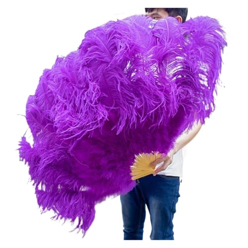 Federn Fächer 2 STÜCKE Natürliche Handfederfächer for Bühnenauftritte Tänzer Show Party Bühne Karneval Requisiten Federn Handfächer(Deep purple,100CM A Pair (2pcs)) von RRYPBOVG