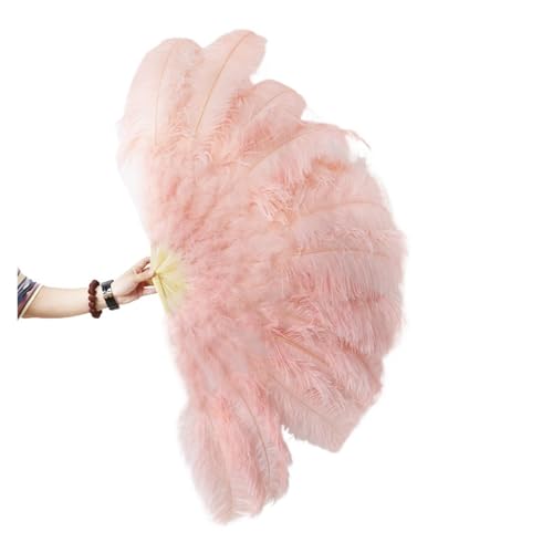Federn Fächer 2 STÜCKE Natürliche Handfederfächer for Bühnenauftritte Tänzer Show Party Bühne Karneval Requisiten Federn Handfächer(Powder pink,100CM A Pair (2pcs)) von RRYPBOVG