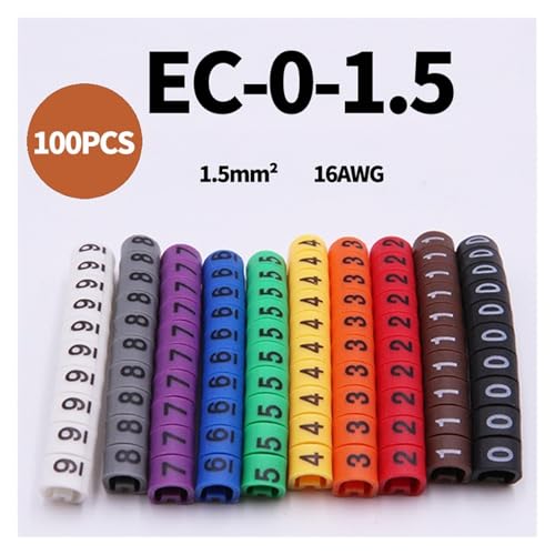 Kabelmarkierer Nummer 100PCS EC-0 EC-1 EC-2 EC-3 Kabel Marker Draht Anzahl 0 Zu 9 Mix Farbige(EC-0-1.5) von RRYPBOVG