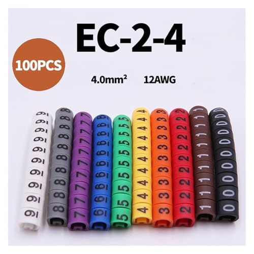 Kabelmarkierer Nummer 100PCS EC-0 EC-1 EC-2 EC-3 Kabel Marker Draht Anzahl 0 Zu 9 Mix Farbige(EC-2-4) von RRYPBOVG
