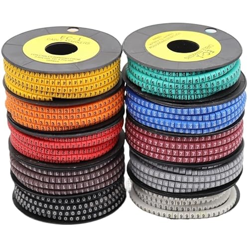 Kabelmarkierer Nummer EC-0 EC-1 EC-2 EC-3 0-9 Nummer Zifferndruck Hülse Rohretikett Netzwerkkabel beschriftet(1000Pcs EC-3) von RRYPBOVG