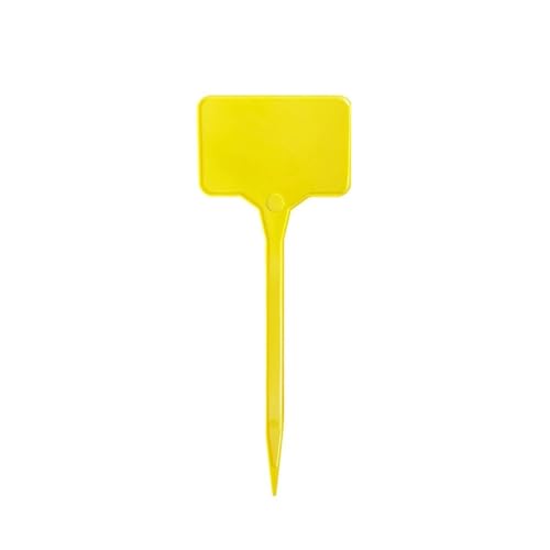 Pflanzenschilder 100 Stück Gartenpflanzenetiketten, beschreibbare Gartenpflanzenetiketten, Klassifizierungs-Bonsai-Zeichenetiketten, T-Typ-Schreibplattenbrettkarten(Yellow) von RRYPBOVG