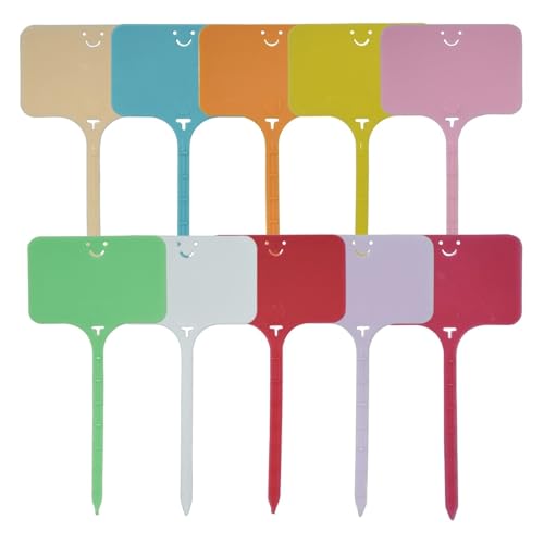 Pflanzenschilder 100 stücke Garten Wasserdichte Kunststoff Pflanzenmarkierungen Etiketten T-typ Zeichen Tags Wiederverwendbare for Blume Gemüse Topf Bonsai Stake(Mix 9.8x4.9cm) von RRYPBOVG