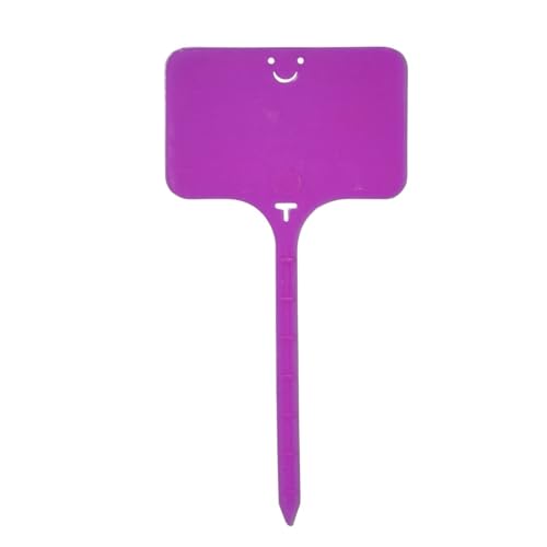 Pflanzenschilder 100 stücke Garten Wasserdichte Kunststoff Pflanzenmarkierungen Etiketten T-typ Zeichen Tags Wiederverwendbare for Blume Gemüse Topf Bonsai Stake(Purple 9.8x4.9cm) von RRYPBOVG