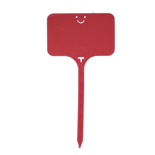 Pflanzenschilder 100 stücke Garten Wasserdichte Kunststoff Pflanzenmarkierungen Etiketten T-typ Zeichen Tags Wiederverwendbare for Blume Gemüse Topf Bonsai Stake(Red 9.8x4.9cm) von RRYPBOVG