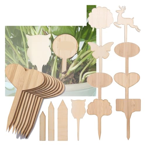 Pflanzenschilder 50 stücke Holz Zeichen Tags Garten Marker T-Form Anlage Etiketten Kindergarten Töpfe Aussaat Werkzeuge Gartenarbeit Bonsai Ornament(Color:5) von RRYPBOVG