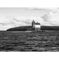 Runder Island Leuchtturm Print Mackinac Schwarzweiss Fotografie von RRoyVision