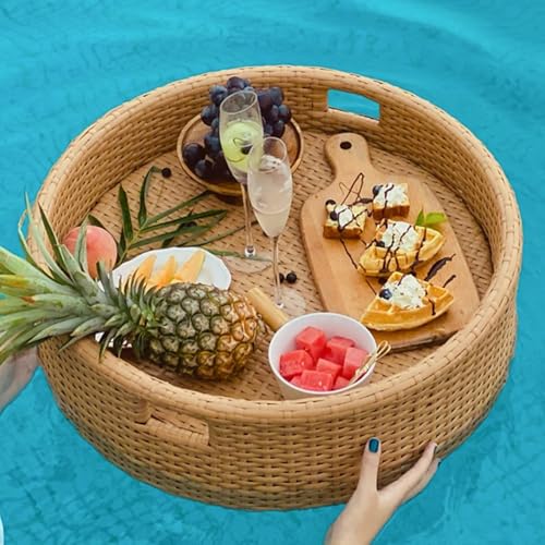 RRrawgff Schwimmendes Pooltablett, schwimmendes Serviertablett, Tisch und Bar – Schwimmbecken-Schwimmhilfen für Erwachsene, Spas und Poolpartys – schwimmendes Tablett zum Servieren von Getränken am P von RRrawgff