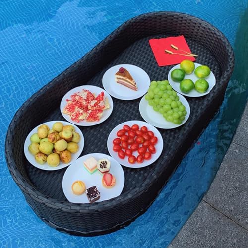 RRrawgff Tabletttisch Rattan Schwimmendes Tablett, Rattan Gewebtes Schwimmendes Tablett, Handgewebt, Schwimmender Schaum, Tragkraft 5-7kg, Für Pool Runde Getränke Und Speisen Serviertablett Für Party RRrawgff Tabletttisch Rattan Schwimmendes Tablett, Rattan Gewebtes Schwimmendes Tablett, Handgewebt, Schwimmender Schaum, Tragkraft 5-7kg, Für Pool Runde Getränke Und Speisen Serviertablett Für Party von RRrawgff