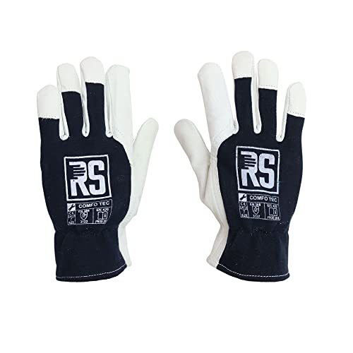 RS Arbeitshandschuhe 12 Paar Montagehandschuhe Ziegenleder Baumwolle Handschuhe Lederhandschuhe Mit Gummibündchen Schnittbeständig Präzise Größe 7 Comfo Tec von RS
