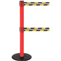 RS-GUIDESYSTEMS® Dual-Gurt-Absperrpfosten GLA 95-D REFLECTO, Länge 2,3 m, Breite 50 mm, Pfosten rot, Gurt schwarz/gelb von RS-GUIDESYSTEMS®