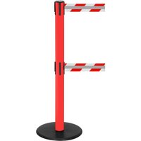 RS-GUIDESYSTEMS® Dual-Gurt-Absperrpfosten GLA 95-D REFLECTO, Länge 3,5 m, Breite 50 mm, Pfosten rot, Gurt rot/weiß von RS-GUIDESYSTEMS®