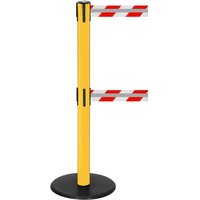 RS-GUIDESYSTEMS® Dual-Gurt-Absperrpfosten GLA 95-E REFLECTO, Länge 2,3 m, Breite 50 mm, Pfosten gelb, Gurt rot/weiß von RS-GUIDESYSTEMS®