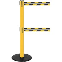 RS-GUIDESYSTEMS® Dual-Gurt-Absperrpfosten GLA 95-E REFLECTO, Länge 3,5 m, Breite 50 mm, Pfosten gelb, Gurt schwarz/gelb von RS-GUIDESYSTEMS®